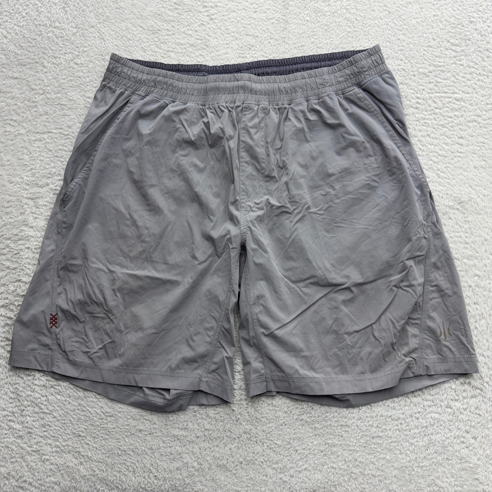 Rhone Mens Gray Athletic Workout‎ Shorts XL Elastic Waist 7 Inch Inseam Pocket